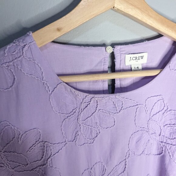 NWT J. Crew Factory Eyelet Puff-Sleeve Mini Dress Women's Size 14 in Purple - Picture 3 of 7